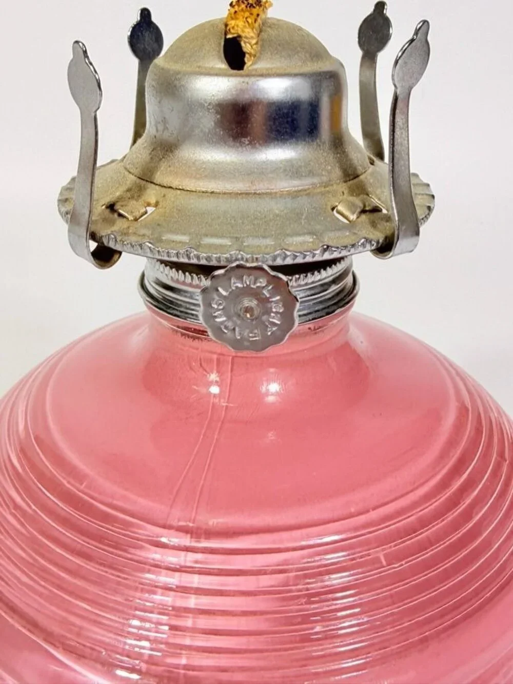 Oil Lamp LampLight Farms Sommerset Traditional Vintage  - Rose Colored  Etched